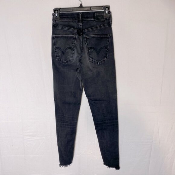 Levi’s Washed Black Black Tab Mile High Super Skinny Distressed Raw Hem Jeans 27 - Picture 2 of 15